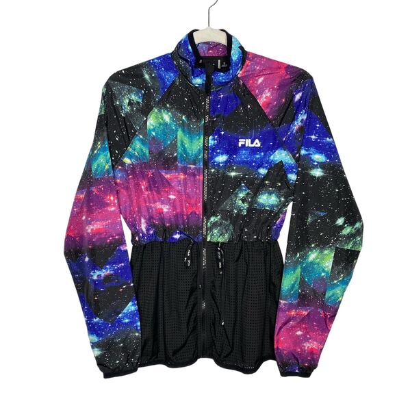 FILA Sport Long Sleeve Galaxy Mesh Zip Up Windbreaker Size Small Running Jacket - Picture 1 of 11